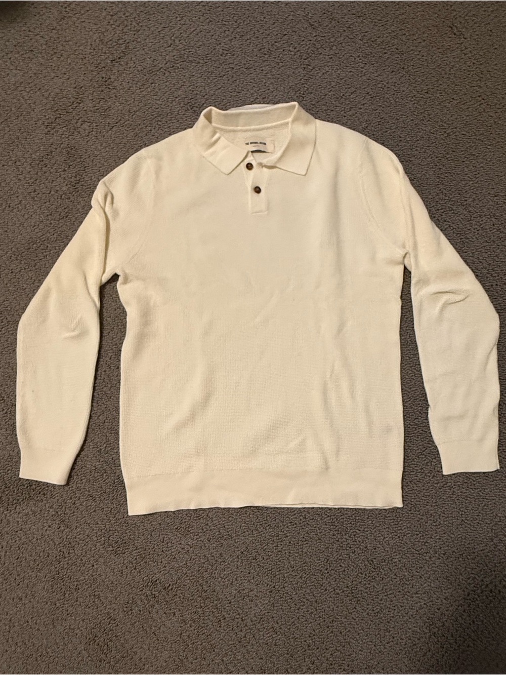 The Normal Brand Cream Knit Long Sleeve Polo Sweater M